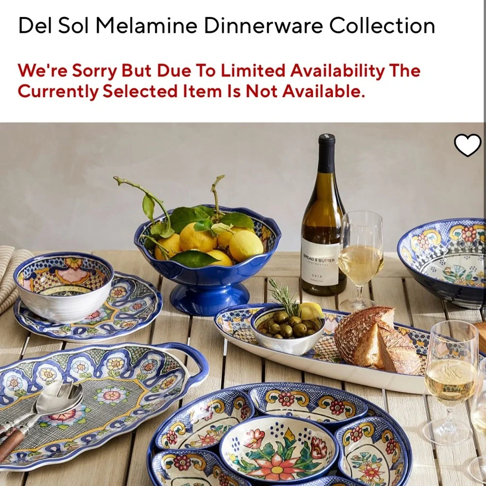 Pottery Barn Del Sol Melamine Chip And Dip Set - Multi - NEW 18 x 16 x 2”